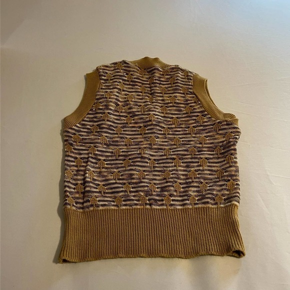 VINTAGE Acrylic brown sweater vest M - Picture 3 of 8